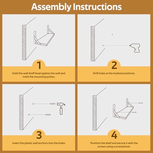 Wandplank 2-delige set, boekenplank voor aan de muur met metalen beugels, houten wandplank, zwevende plank, wandplank, voor woonkamer, keuken, slaapkamer, kantoor, badkamer