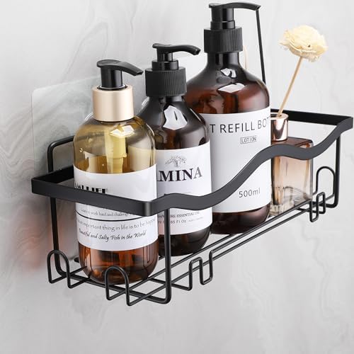 Doucheplank zonder boren, set van 3, roestvrijstalen doucheorganizer, shampoohouder voor de douche, zwart
