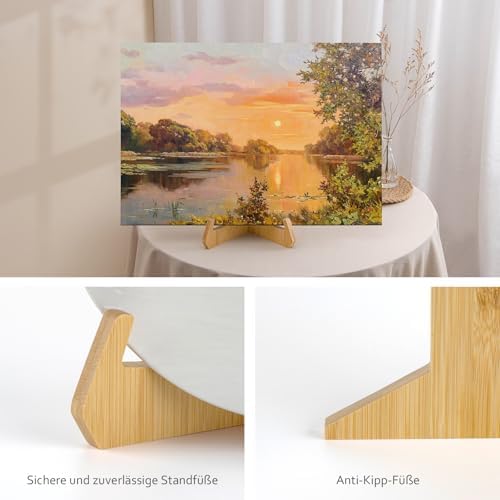 Bordhouder, 6-inch bordhouder, bamboe fotostandaard, fotolijst, mini-tafel-ezel, decoratieve standaards en houders voor borden, boeken en P