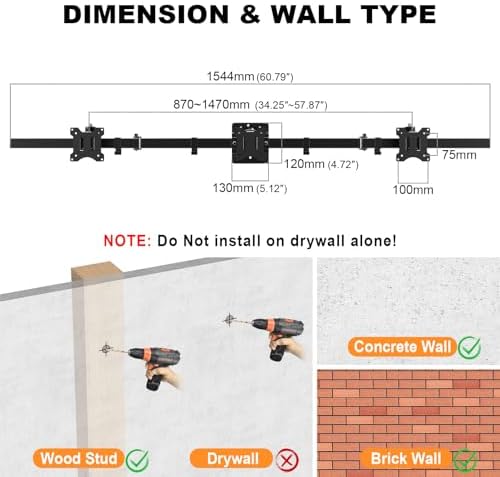 Monitorwandbeugel voor 3 monitoren met 17–32 inch schermen, draaibaar en kantelbaar, VESA 75 x 75/100 x 100 mm, max. 7 kg per scherm, zwart
