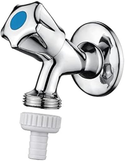 Apparaatkraan 1/2 inch wandaansluiting, 3/4 inch uitlaat (voor aansluiting op wasmachine/vaatwasser), terugslagklep, zilver