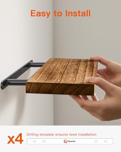 Houten wandplank, 40 cm wandplank, Paulownia-keukenplank, hangende zwevende plank, houten plank, set van 4 houten planken voor badkamer, slaapkamer