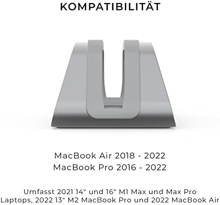 Verticale laptopstandaard, compatibel met MacBook Pro en MacBook Air, houder voor pc-bureaustandaard, aluminium, verwisselbare inzetstukken voor verschillende