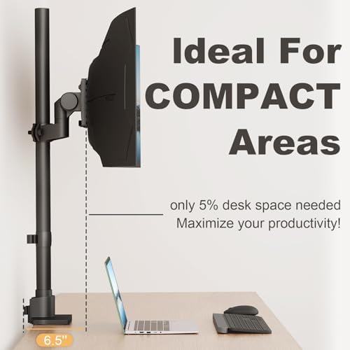 Monitorbeugel, 1 monitor, 24–57 inch, extra hoog, in hoogte verstelbaar, beeldschermbeugel, monitorstandaard, draagvermogen tot 27 kg, zwart