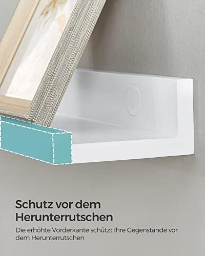 Wandplank, zwevende plank, set van 3, 10 x 38 cm, wandplank voor fotolijsten en boeken, fotoplank voor woonkamer, slaapkamer, badkamer, keuken, wit LWS38W