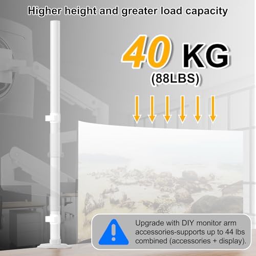 Vervangende stang voor monitorbeugel – extra hoge 814 mm lange 2-delige stang voor standaard monitorarmen (tot 40 kg), diameter 35 mm, 2 bevestigingsopties, geschikt voor doe-het-zelf