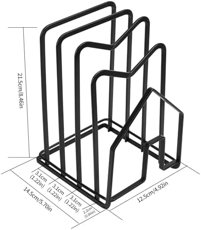 Snijplankhouder, snijplankstandaard, rek, zwart, dekselhouder, dekselhouder, dekselhouder voor snijplankhouder, deksel, organizer