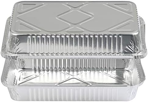 Set van 25 aluminium opvangbakjes – aluminium bakjes 32 x 21,5 cm, barbecuebakjes 2250 ml – rechthoekige voedselbakjes – hittebestendige opvangbakjes