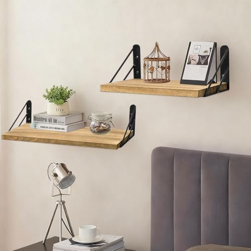 Houten wandplank, set van 3 wandplanken, planken 29/36/42 cm, zwevende houten plank, maximale belasting 40 lbs, voor woonkamer, slaapkamer, badkamer