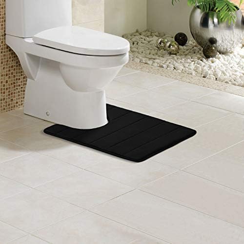 Antislip badmatten van traagschuim, zachte, waterabsorberende toilet-/badkamermatten, wasbaar, zwart, 50 x 60 cm