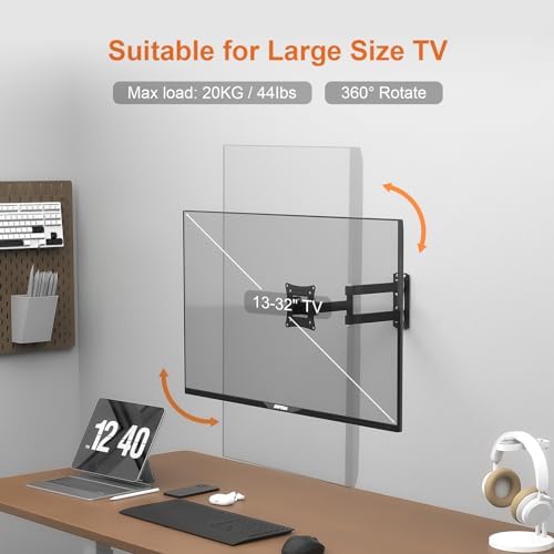 Monitor-wandbeugel voor tv's, voor 13–32 inch monitoren, draaibaar, kantelbaar, uitschuifbaar, tot 20 kg, VESA 100 x 100 mm en 75 x 75 mm