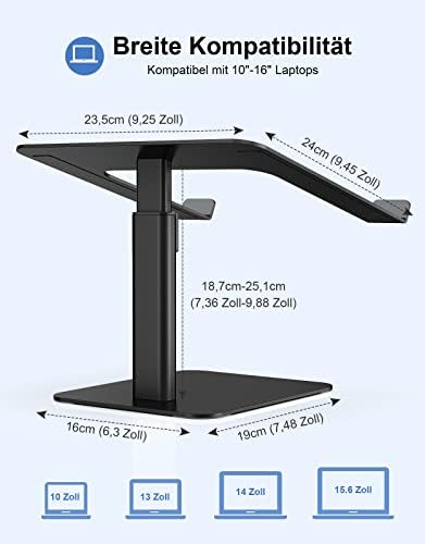 Laptopstandaard, 8 in hoogte verstelbare aluminium koelplaten, laptopstandaard, ergonomische, geventileerde laptopstandaard, compatibel met MacBook, Air, Pro, alle 10-