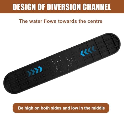 Slanke siliconen droogmat, smal, verlengd, bar-mat, afdruipmat voor glazen, drinkglazen, snijplanken 43 x 8 x 1 cm, zwart