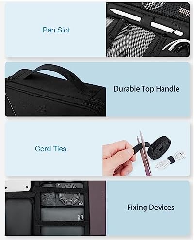 Kabelzak, dubbelwandige elektronische organizer-reistas voor kabels, opladers, iPad, iPad Air, tablets tot 10,5 inch, adapters, muis, SD-kaart