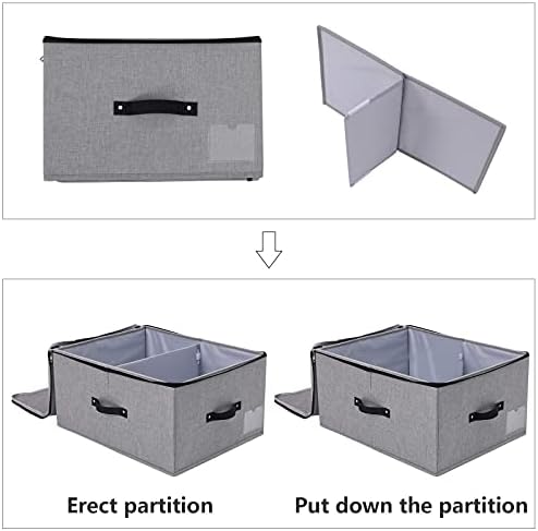 Opvouwbare opbergbak met deksel, 4 handvatten, ritssluiting, voor dekens, kleding, dekbedden, opbergbox, organizer voor slaapkamer, kledingkast, plank, 52 x 40 x 26 cm, Da