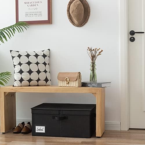 Opbergbox met stoffen deksel, 1 stuks opvouwbare opbergbox met deksel, stoffen opbergbox voor in de kast, extra groot, zwarte opbergmand met deksel voor kleding