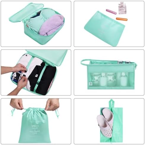 Koffer-organizer-set, 8-delig, packing cubes, waterdichte reiskledingzakken, opbergzakken voor koffers, packing cubes met toilettas, schoenenzak, USB-K