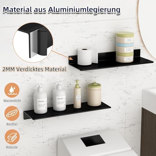 Metalen wandplanken, set van 2, zwevende planken, industrieel design, wandplanken, voor decoratie, voor slaapkamer, keuken, badkamer, woonkamer, onder