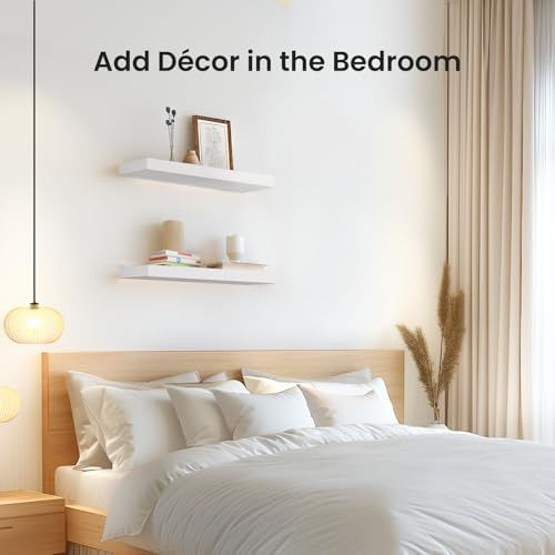 Wandplank, witte wandplanken 40 cm, set van 1 zwevende plank wit, moderne decoratieve planken met strakke afwerking voor slaapkamer, keuken, bureau