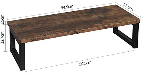 Vintage monitorstandaard van hout, beeldschermverhoger voor laptop, computer, notebook, iMac, pc, desktop met opbergruimte voor thuis en op kantoor, 55 x 23 x 14