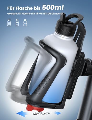 Fleshouder Fiets-drankhouder Motorfiets – [Voor flessen met een diameter van 48–71 mm en max. 500 ml] Drinkfleshouder voor e-bike, MTB, kinderwagen, flessen