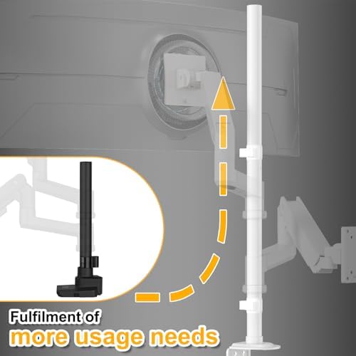 Vervangende stang voor monitorbeugel – extra hoge 814 mm lange 2-delige stang voor standaard monitorarmen (tot 40 kg), diameter 35 mm, 2 bevestigingsopties, geschikt voor doe-het-zelf