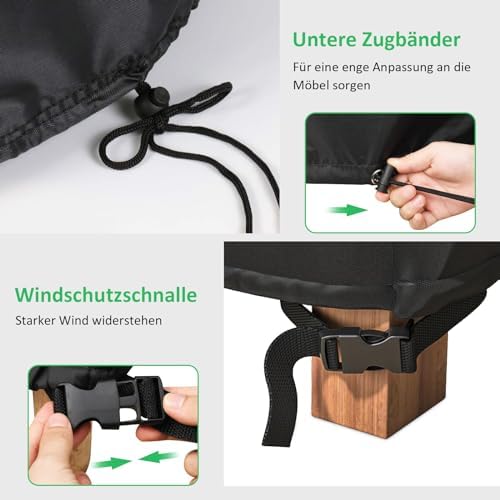 Tuinbankhoes 3-zits, beschermhoezen voor tuinmeubelen, 600D Oxford-weefsel, waterdicht, winddicht, UV-bestendig, scheurvast, beschermend