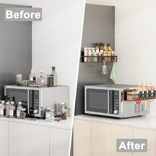Magnetisch kruidenrek voor de koelkast, set van 2 magnetische rekken, koelkast-magneet-organizer met 4 beweegbare haken, magnetisch koelkastrek voor de keukenorganisatie
