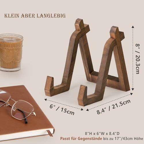 Houten bordenhouder – bordenhouder die kan worden gebruikt als displaystandaard, fotostandaard, fotolijsthouder of schaalhouder – 20,3 cm