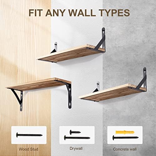 Houten wandplank, set van 2 wandplanken, decoratieve planken voor aan de muur, diepte 15 cm, lengte 42,5 cm, wandplank voor woonkamer, slaapkamer, badkamer, keuken