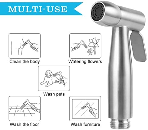Roestvrijstalen bidet-handdouche, islamitische roestvrijstalen douche en sproeiset voor katoenen luiers met M22 x M24-aansluitingen, doucheschakelaar, omschakelklep, Ho