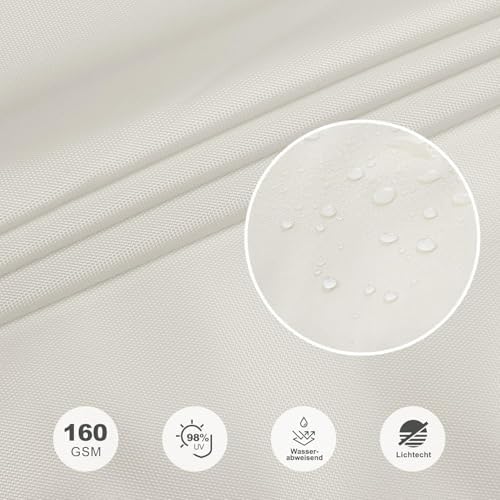 Zonnescherm, waterdicht, rechthoekig, 4 x 4 m, zonwering, waterafstotend, hoogwaardig PES-polyester met UV-bescherming voor balkon, tuin, terras, plein