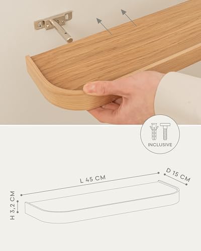 Wandplankenset „Toke“ | 2 hangplanken van echt houtfineer | Zwevende houten plank als wanddecoratie en opbergruimte voor badkamer, woonkamer, keuken,