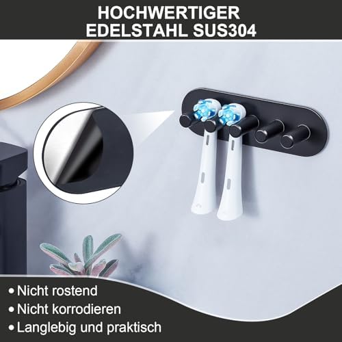 Tandenborstelhouder voor aan de muur, zonder boren, houder voor elektrische tandenborstels, zelfklevende tandenborstelhouder voor het opbergen van tandenborstels in de badkamer