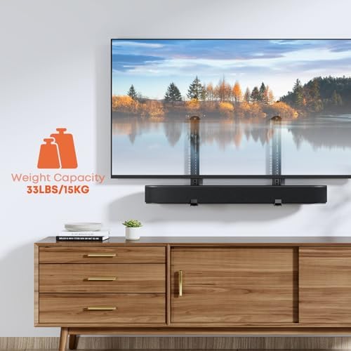 Universele soundbarbeugel voor soundbars met/zonder bevestigingsgaten tot 15 kg, verstelbare soundbarbeugel voor tv-wandbeugel met antislipvoet