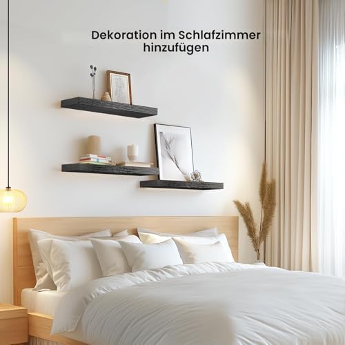 Wandrek zwart, wandplanken set van 3, wandrek zwart belastbaar tot 10 kg, moderne decoratieve displayplanken voor meer ruimte L40 x