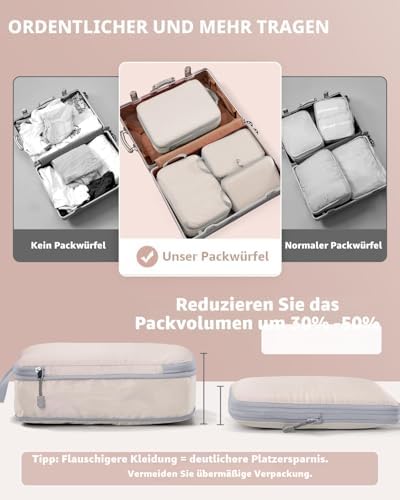 4-delige set compressiepakkubussen – Compressiepakkubussen – Waterdichte kofferorganizer met ritssluiting (XL, L, 2 x M) – Ruimtebesparend voor handbagage