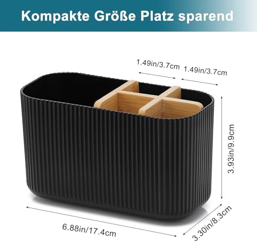 Tandenborstelhouder voor badkamerorganizer, houder voor elektrische tandenborstel en tandpasta, tandenborstelorganizer voor gezin, kinderen (zwart)