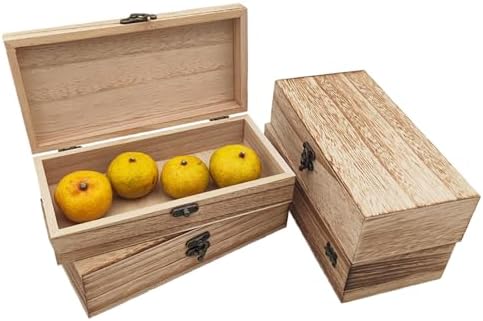 Onbehandelde houten kistjes, rustieke kleine houten kistjes met slot, DIY-opbergdoosjes, opbergdoosjes voor thuis, tafeldecoratie (20 x 1