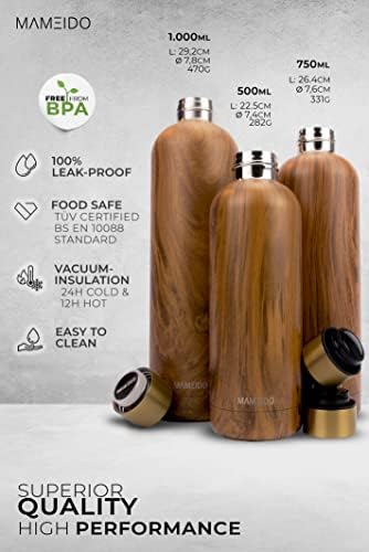 Roestvrijstalen drinkfles 500 ml, eiken-goud – lekvrije thermosfles, drinkfles, BPA-vrij (bisfenol A), isolatiefles, roestvrij staal