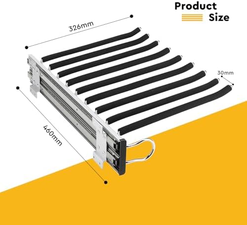 Uitschuifbare broekenhouder van roestvrij staal, uitschuifbaar, broekenrek voor kledingkast, broekenhanger met antislipbekleding, uitschuifbaar, broekenhouder, 9