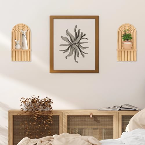 Houten wandplank Boho wanddecoratie: houten wanddecoratie kinderkamer wandplanken kleine plantenplank voor woonkamer slaapkamer (naturel)