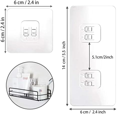 12 stuks zelfklevende haken voor douchekorven, vervanging, transparante zelfklevende haken, sterke zelfklevende haken voor keuken, badkamer, douchekorf, hoekrek (per stuk