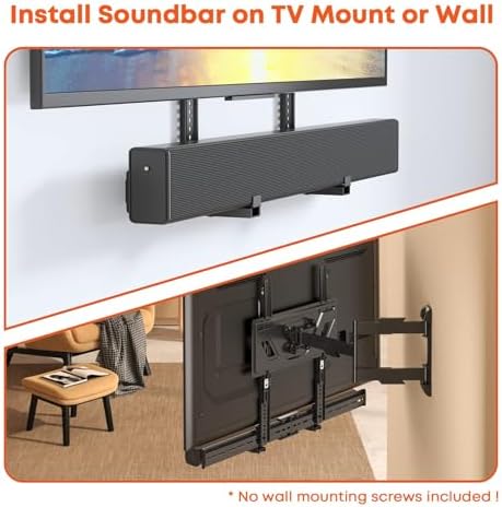 Universele soundbarbeugel voor soundbars met/zonder bevestigingsgaten tot 15 kg, verstelbare soundbarbeugel voor tv-wandbeugel met antislipvoet