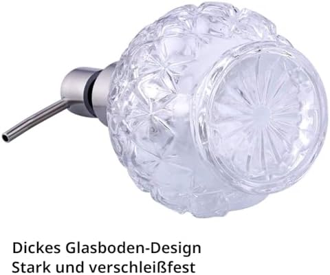 Zeepdispenser, navulbare vloeibare zeepdispenser van glas en roestvrij staal, spuitmond voor afwasmiddel, shampoo, lotion, voor de wastafel in de badkamer, voor de keuken,
