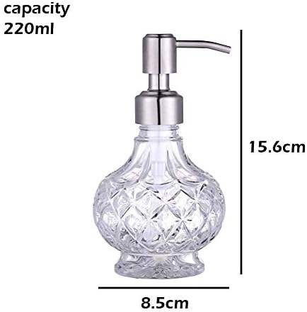 Zeepdispenser, navulbare vloeibare zeepdispenser van glas en roestvrij staal, spuitmond voor afwasmiddel, shampoo, lotion, voor de wastafel in de badkamer, voor de keuken,
