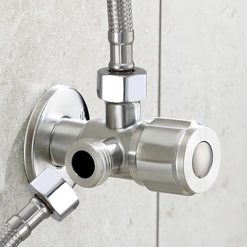 Hoekventiel met ruwe band, hoekventiel 1/2 inch, wateraansluiting, dubbelventiel, hoekventiel met 2 uitlaten 1/2 inch, voor wandschroefdraad 1/2 inch