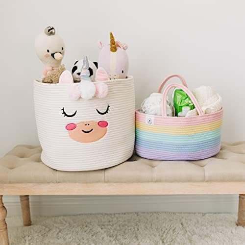 Baby-opbergmand – Opbergmand voor commode en kinderkamer – Cadeaus voor pasgeborenen & baby's, opbergmand met vakken & handvatten – Pastel
