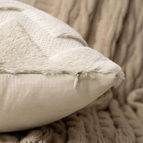 Set van 2 kussenhoezen van wol, zachte bankkussenhoezen van polyester, decoratieve kussenhoezen met verborgen ritssluiting voor de woon- en slaapkamer