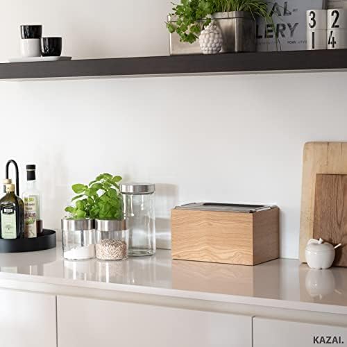 Holma Design bioafvalbak, 4,5 l, vaatwasmachinebestendig en van echt houtfineer, keukencompostbak voor bioafval, eiken